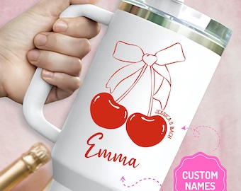 Personalized Bridesmaid Gift Tumbler with Handle Bachelorette Party Favor Coquette Bow Tumbler Bridesmaid Proposal Gift Bach Party Gift