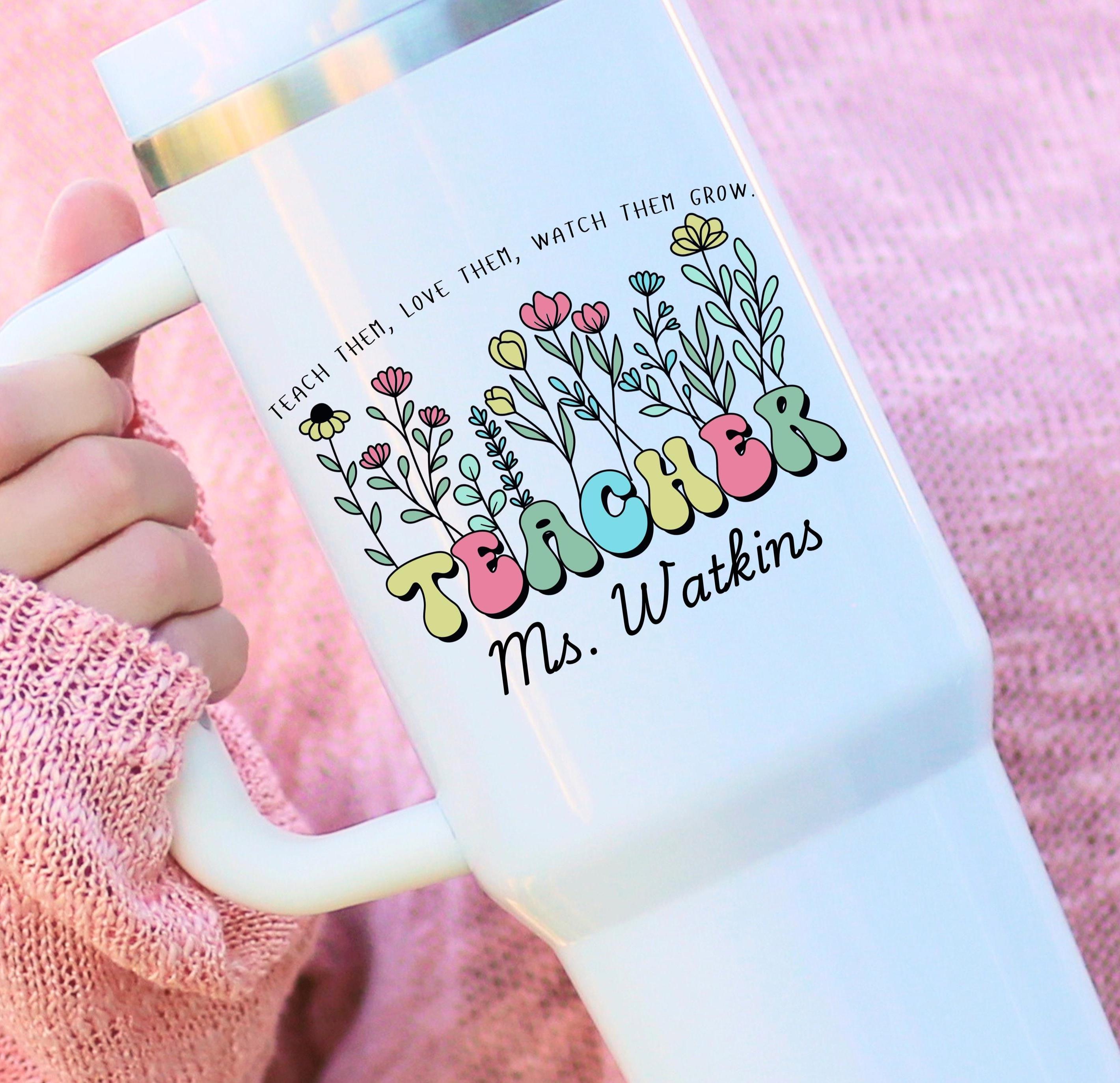 Teacher Appreciation Tumbler Personalized Tumbler for Teacher Appreciation Large 40oz Tumbler with Handle Lid Straw Teacher End of Year Gift