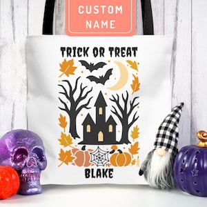 Benutzerdefinierte Halloween Tragetasche Herbst Süßes oder Saures Tasche Personalisierte Halloween Tasche für Kind Einzigartige Herbst Tragetaschen Gruselige Goth Kinder Candy Treat Tasche