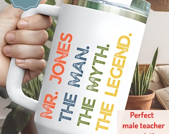 Teacher Appreciation Tumbler Personalized Tumbler for Male Teacher Appreciation 40oz Tumbler with Handle Lid Straw Teacher End of Year Gift