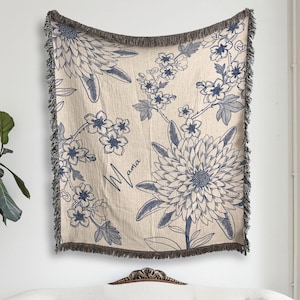 Manta tejida personalizada para mamá, regalo para el Día de la Madre, manta personalizada para mamá, regalo de cumpleaños, acogedor recuerdo familiar, decoración única estilo chinoiserie para el hogar.