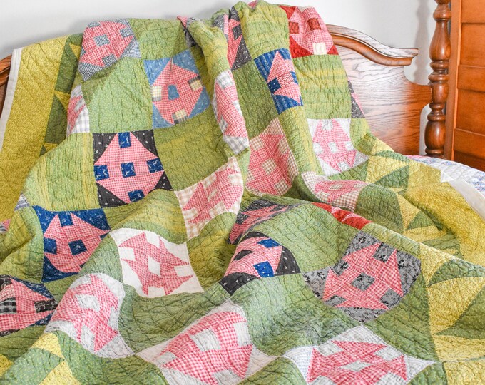 Antique Quilt, Monkey Wrench Quilt, Churn Dash Quilt, Hole in the Barn