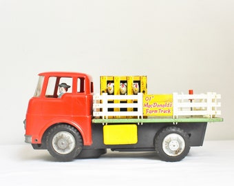 Vintage Toy Farm Truck, "Ol' MacDonald's Farm Truck", 11" Japan Toy Truck, Lithograph Toy Truck, Frankonia Toy Truck