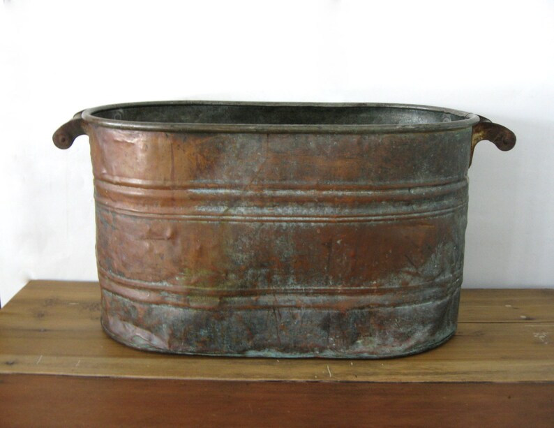 Antique Copper Boiler Large Copper Wash Tub Copper Bucket Etsy