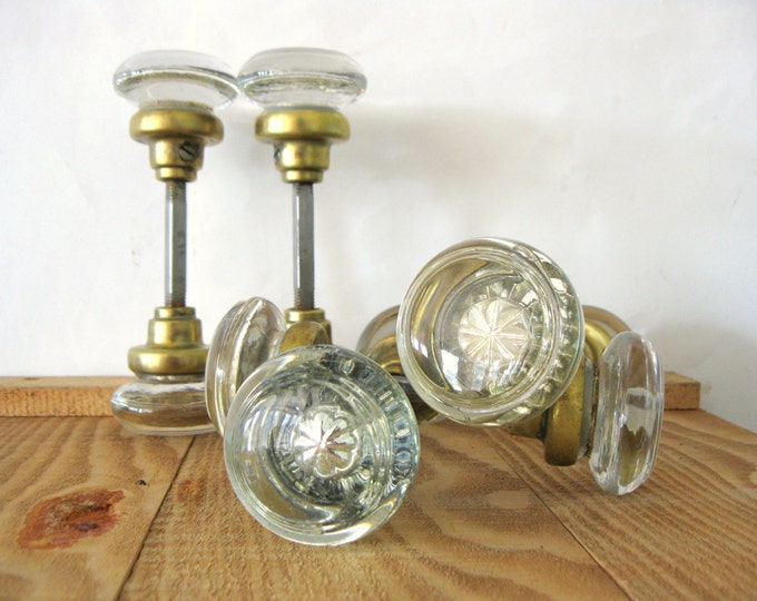 Antique Glass Door Knobs Round Glass Door Knobs With Inset Etsy
