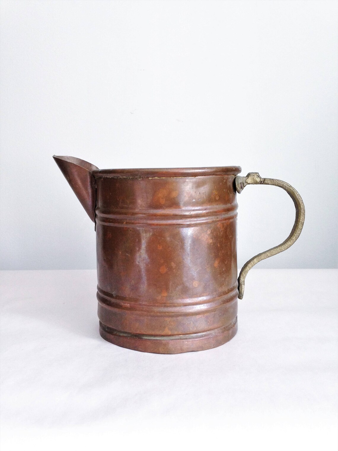 Vintage Copper Pitcher with Brass Handle Antique Copper Etsy