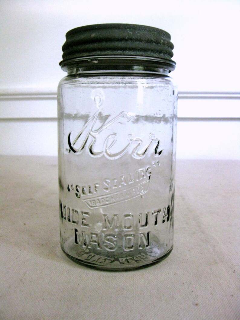 Antique Mason Jar Kerr SelfSealing Wide Mouth Quart Unique Etsy