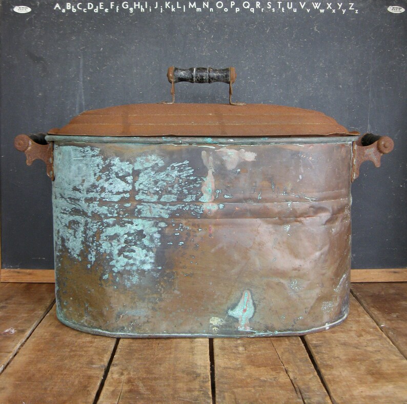 Antique Copper Boiler Cream City Copper Wash Tub Etsy
