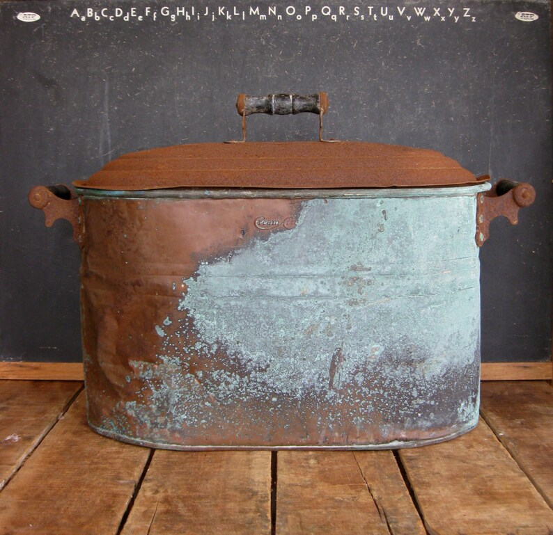 Antique Copper Boiler Cream City Copper Wash Tub Etsy