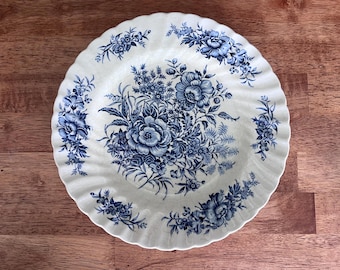 Vintage Ironstone 8” Plate, Blue and White Floral Plate, Beacon Hill Pattern by British Anchor Staffordshire England