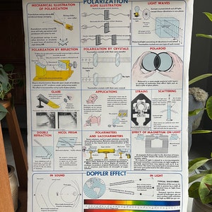 Vintage School Chart, Polarisatie, Vintage Physics Chart, 1952 Science Chart, 42" x 29", Vintage Science Poster door N. Henry Black