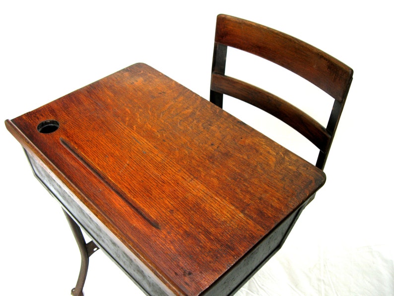 Antique School Desk Child's Desk with Separate Chair Etsy