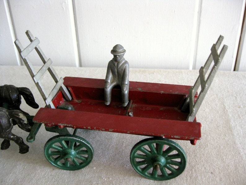 Vintage Stanley Horse and Hay Wagon Toy Cast Aluminum No. Etsy