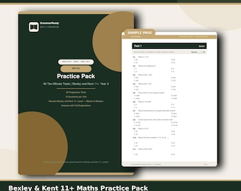 Bexley & Kent 11+ Maths Practice Pack | 40 Tests, 600 Questions (PDF)