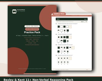 Bexley & Kent 11+ Non-Verbal Reasoning Pack | 40 Tests, All GL Types (PDF)