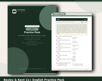 Bexley & Kent 11+ English Practice Pack | 40 Reading Tests, Full Explanations (PDF)