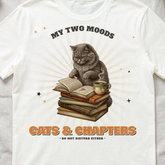 Cats & Chapters Book Lover Tee photo 3