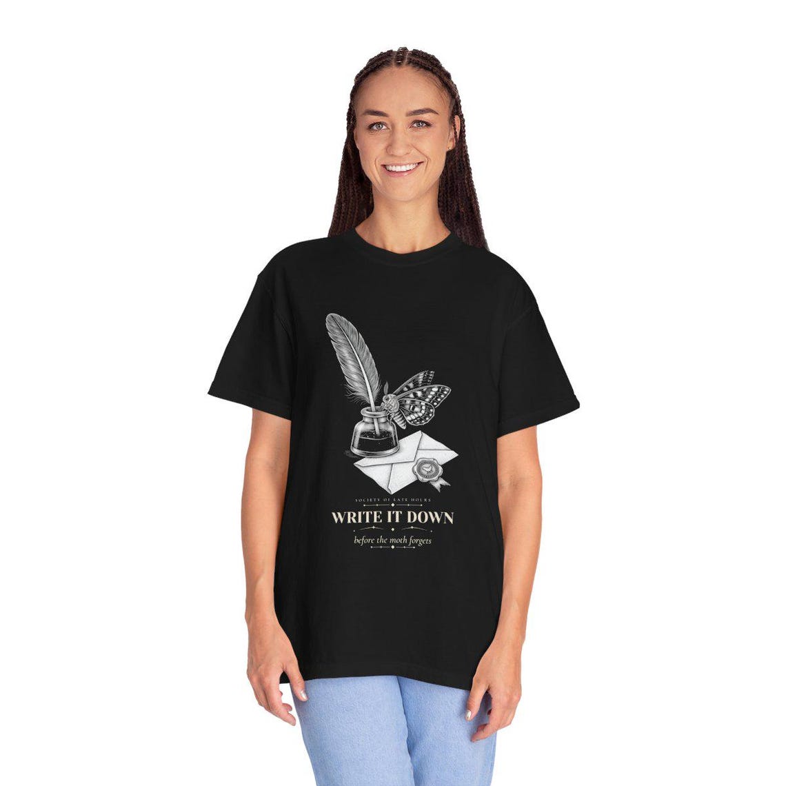 Dark Academia Quill and Moth Tee by WedgeAtelier