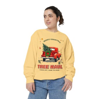 Vintage Red Truck Christmas Sweatshirt photo 2
