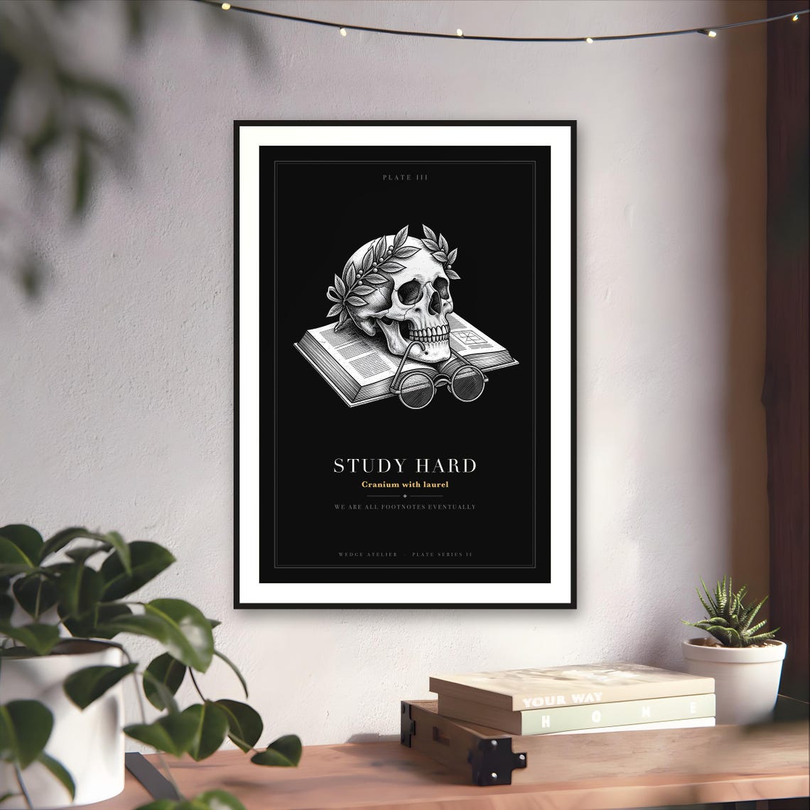 Dark Academia Skull Print — art print by WedgeAtelier