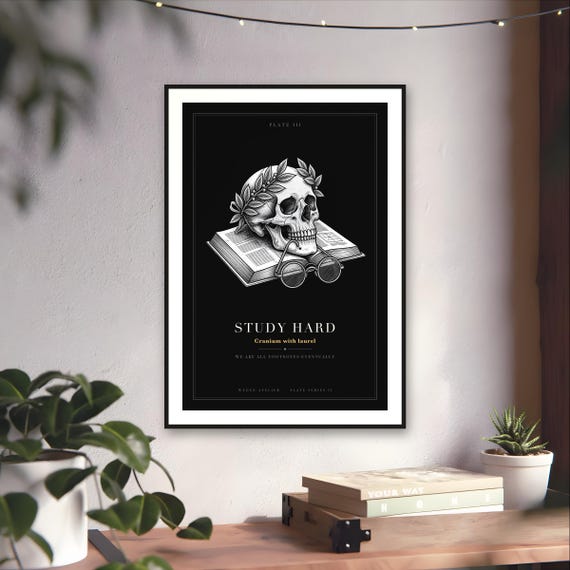 Dark Academia Skull Print — art print by WedgeAtelier