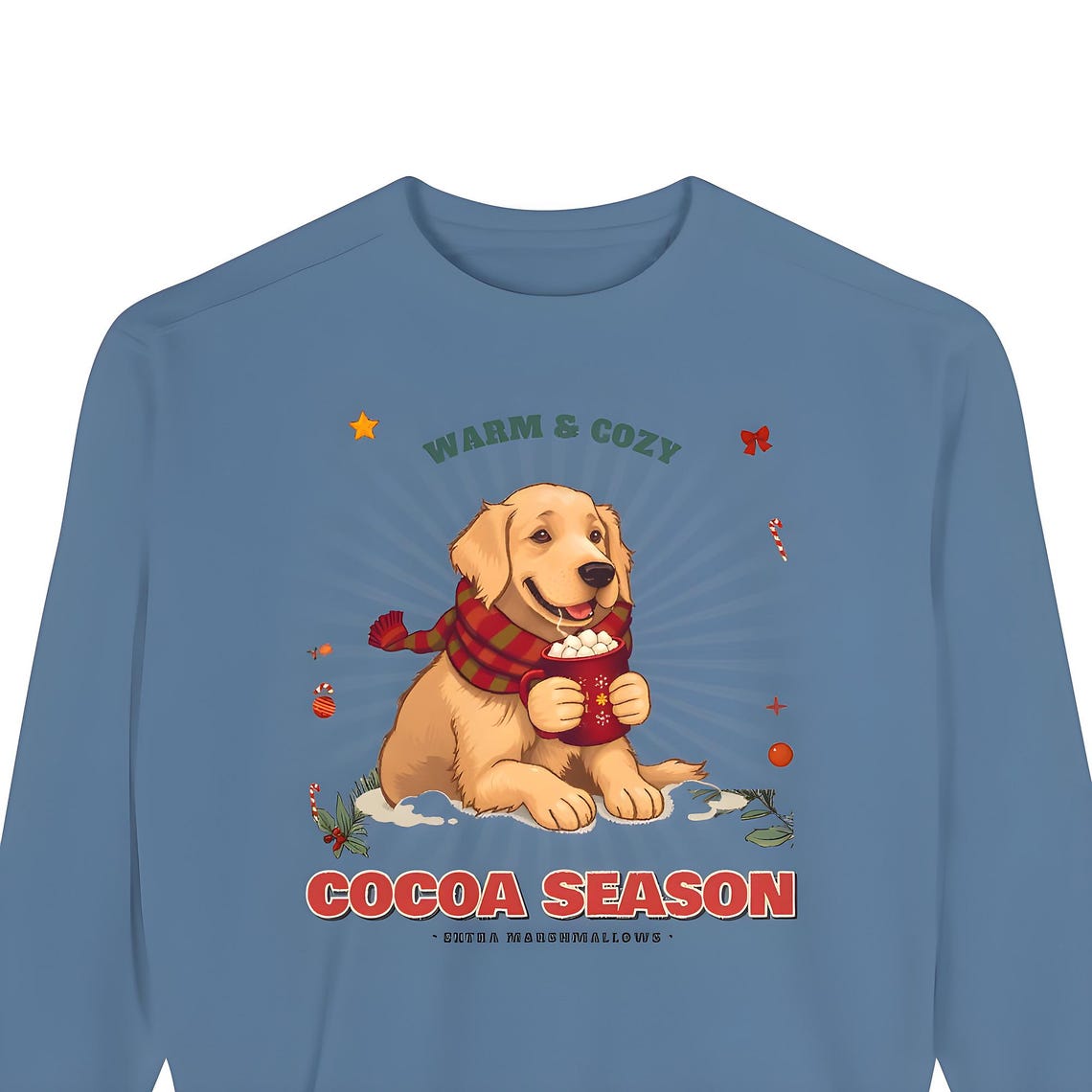 Cocoa Season Dog Sweatshirt — Comfort Colors crewneck sweatshirt by WedgeAtelier