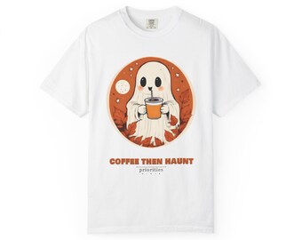 Ghost Coffee Shirt, Retro Halloween Comfort Colors Tee, Iced Coffee Lover Gift, Cute Vintage Fall T-Shirt