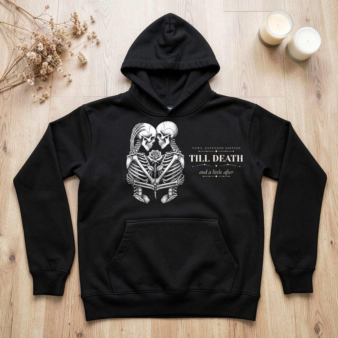 Till Death Skeleton Couple Hoodie by WedgeAtelier