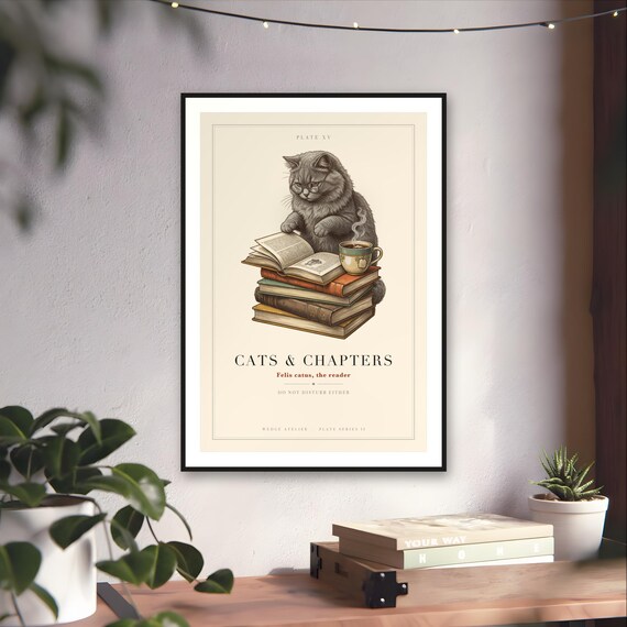 Cats and Chapters Print — art print by WedgeAtelier
