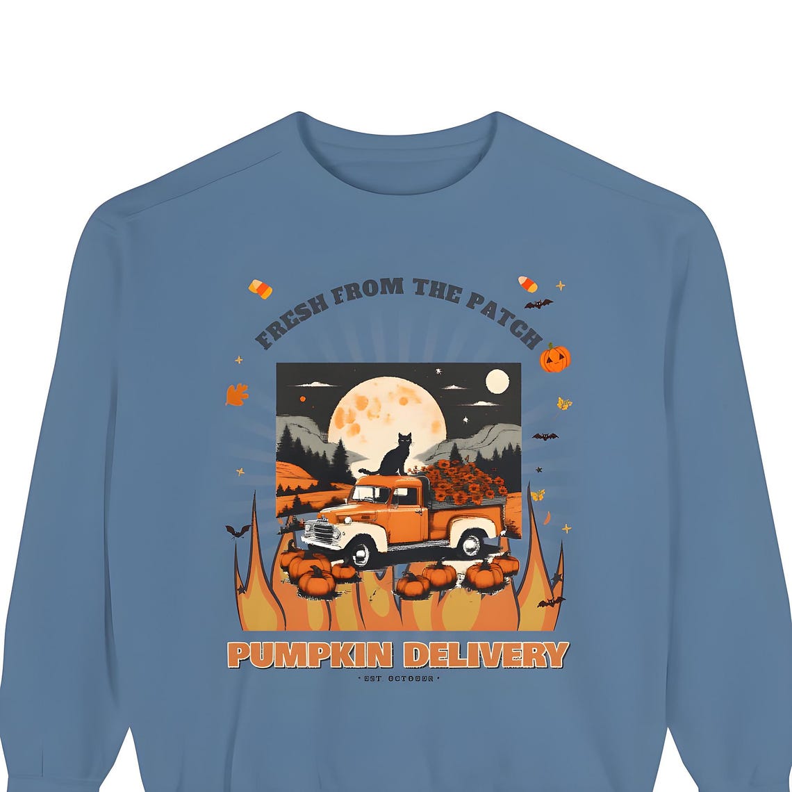 Comfort Colors Pumpkin Delivery Sweatshirt — Comfort Colors crewneck sweatshirt by WedgeAtelier