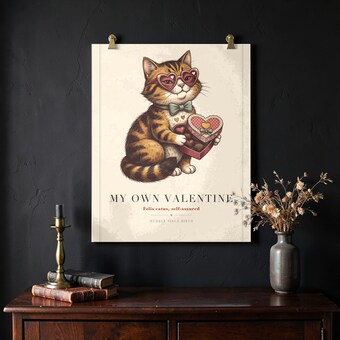 Retro Cat Valentine Art Print photo 2