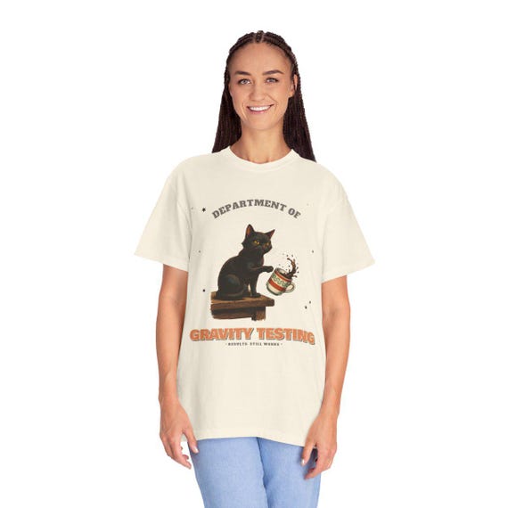 Gravity Testing Cat Shirt by WedgeAtelier