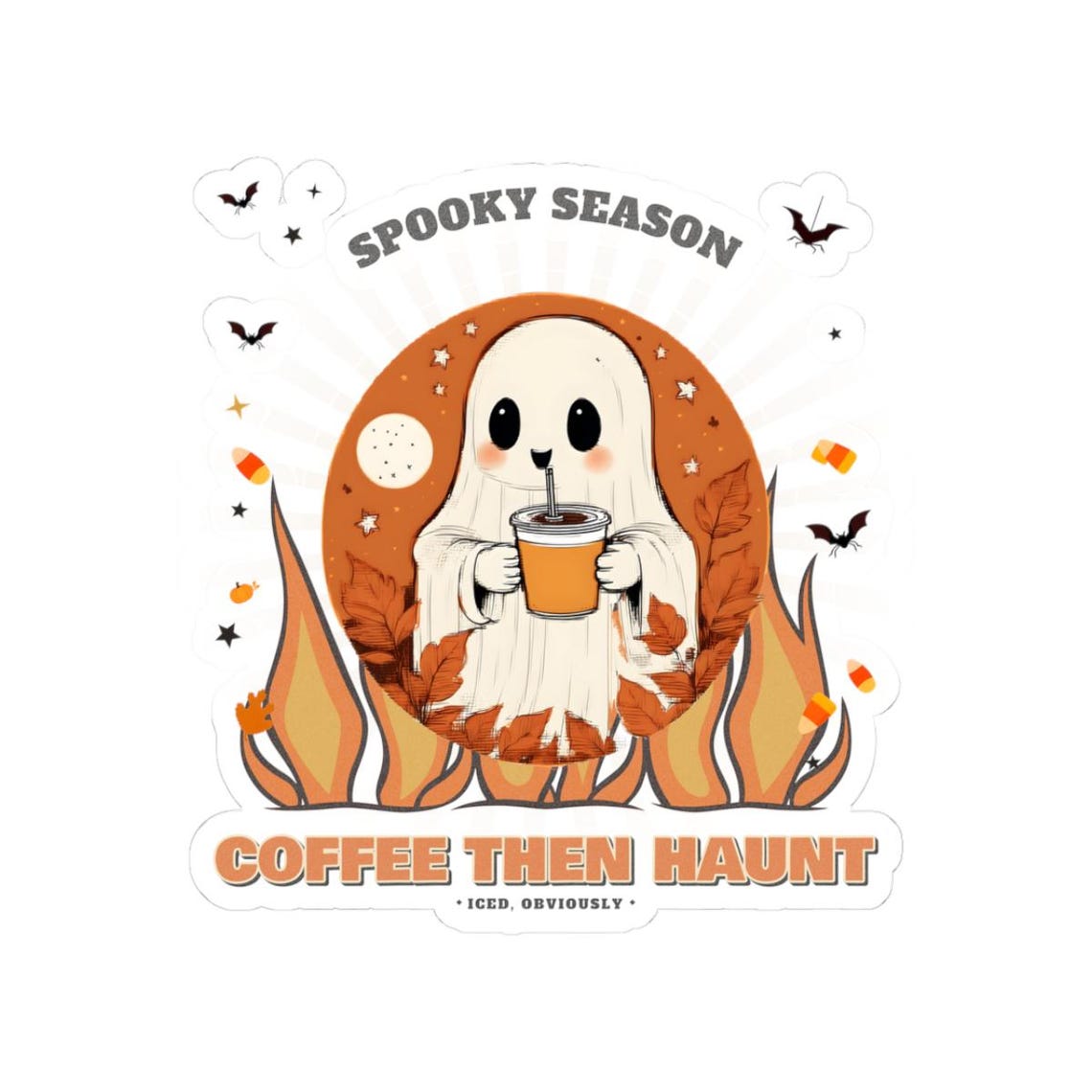Ghost Coffee Lover Sticker — kiss-cut vinyl sticker by WedgeAtelier