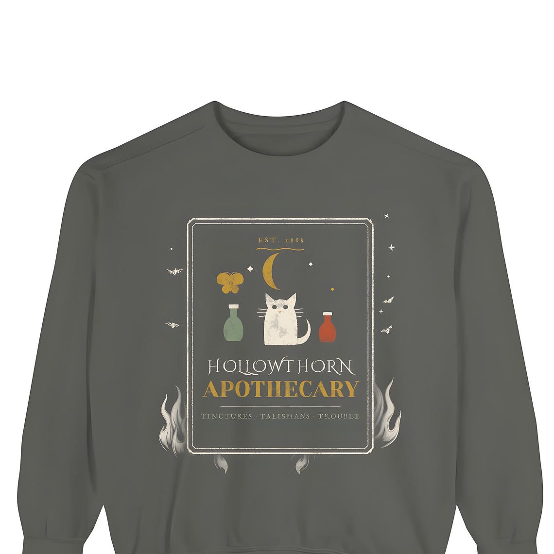 Hollowthorn Apothecary Sweatshirt — Comfort Colors crewneck sweatshirt by WedgeAtelier