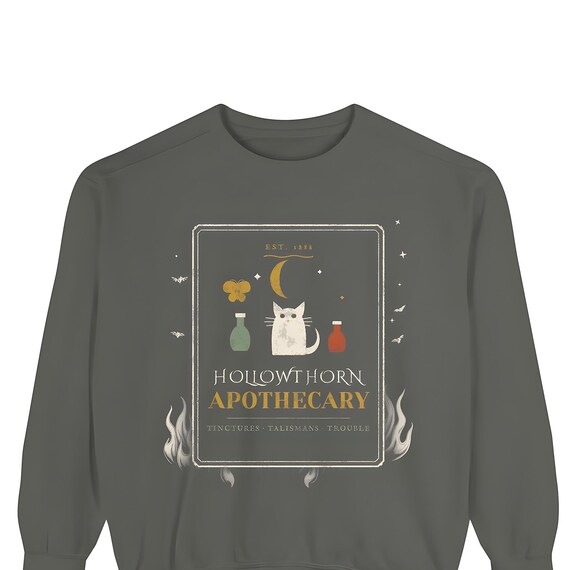 Hollowthorn Apothecary Sweatshirt — Comfort Colors crewneck sweatshirt by WedgeAtelier
