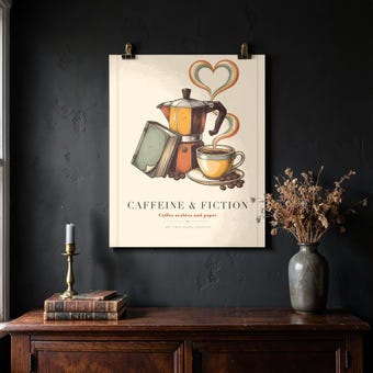 Caffeine & Fiction Wall Art Print photo 4