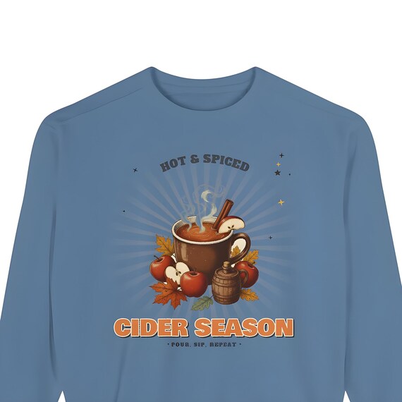 Apple Cider Season Sweatshirt — Comfort Colors crewneck sweatshirt by WedgeAtelier