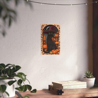 Black Cat Witch Folk Art Print photo 6