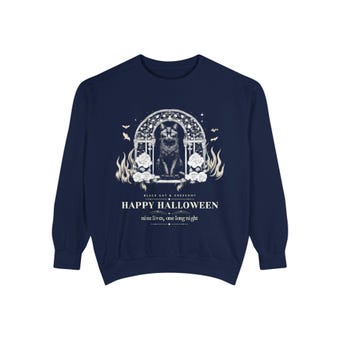 Gothic Black Cat Halloween Sweatshirt photo 5
