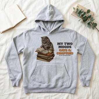 Bookish Cat Reading Hoodie photo 2