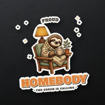 Homebody Sloth Vinyl Sticker photo 4