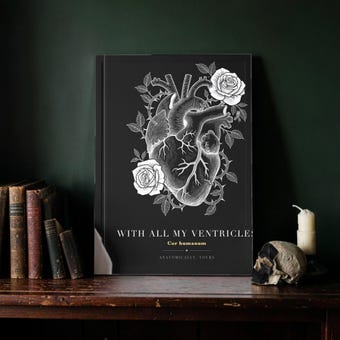 Anatomical Heart Rose Engraving Print photo 3