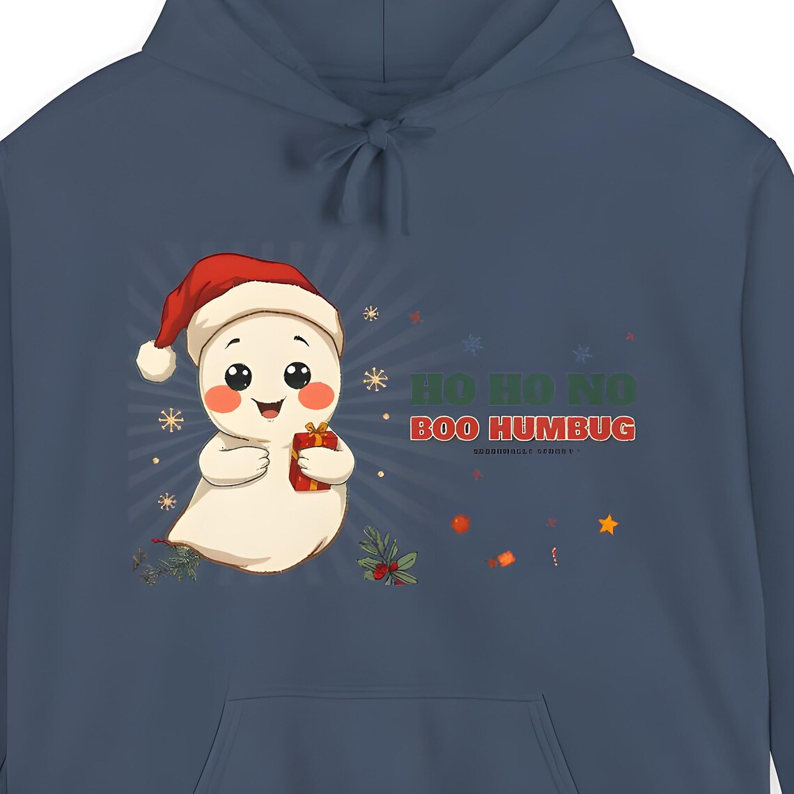 Boo Humbug Ghost Santa Hat Hoodie — Comfort Colors hoodie by WedgeAtelier