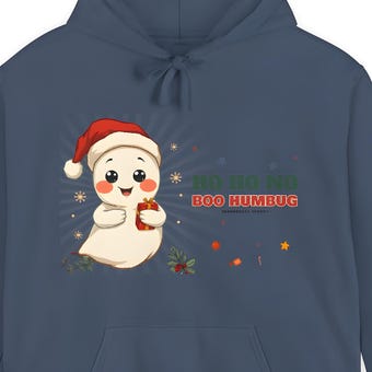 Boo Humbug Ghost Santa Hat Hoodie photo 3