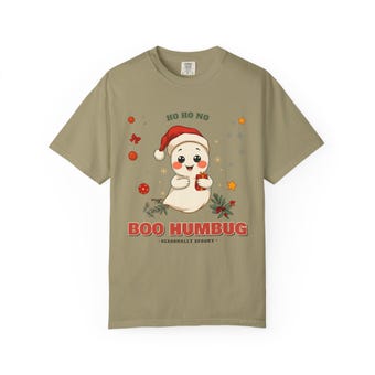 Boo Humbug Ghost in Santa Hat Christmas Tee photo 4