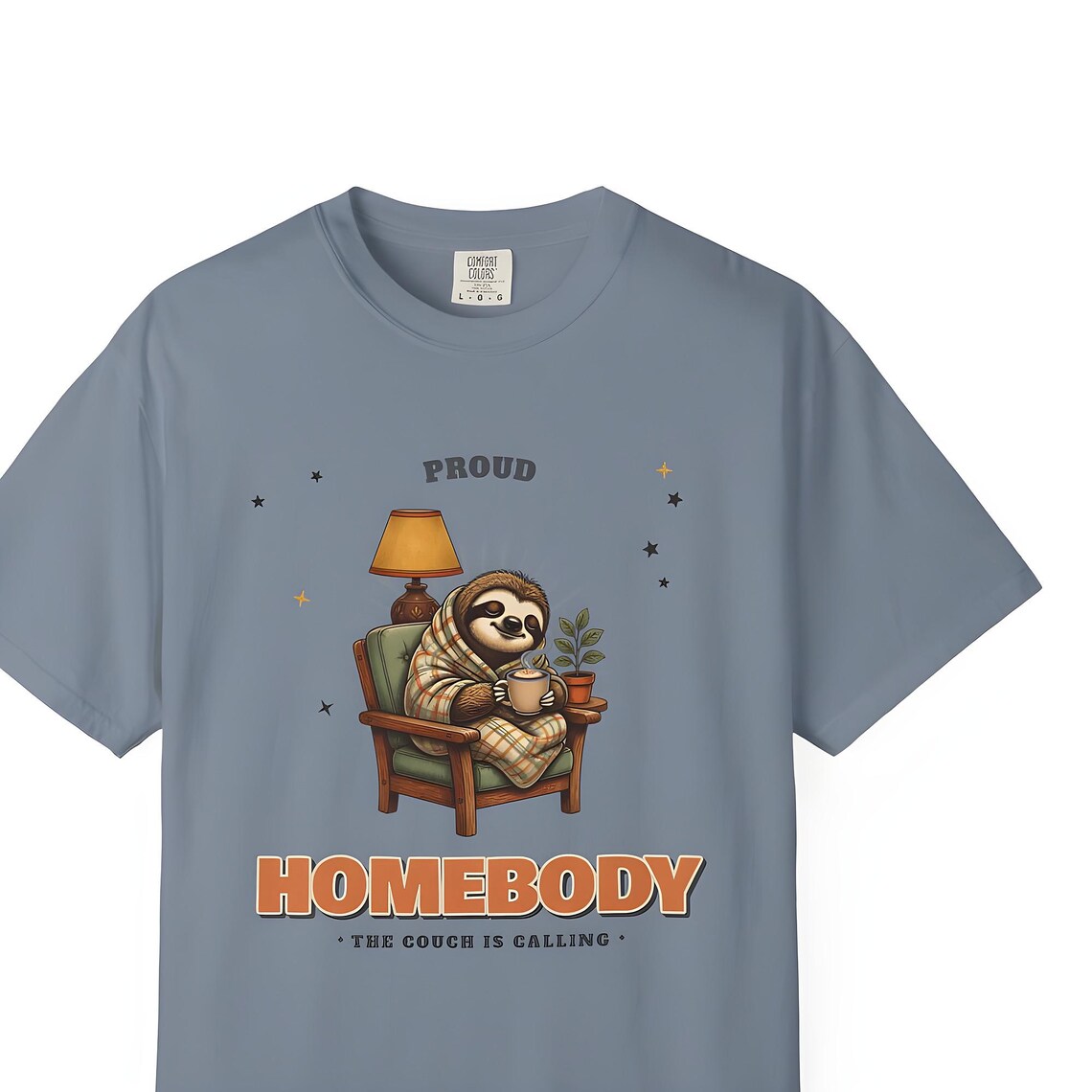 Homebody Sloth Shirt — Comfort Colors tee by WedgeAtelier