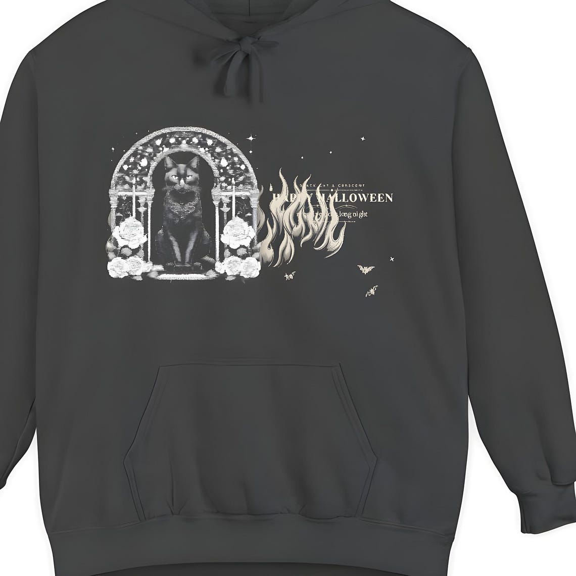 Gothic Black Cat Halloween Hoodie — Comfort Colors hoodie by WedgeAtelier