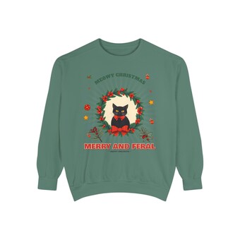 Merry and Feral Black Cat Wreath Sweatshirt photo 6