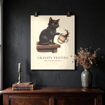 Gravity Testing Cat Wall Art Print photo 4