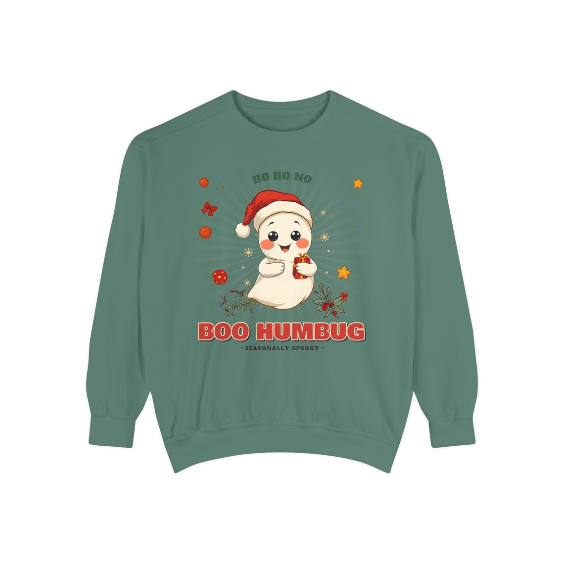 Boo Humbug Ghost Santa Hat Sweatshirt by WedgeAtelier